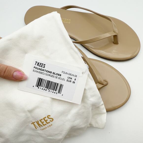 TKEES Womens Foundation Gloss Sandals US 8 Nude Cowhide Leather NWOB - Picture 12 of 12